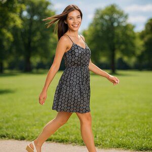 Ecote Blue Floral Silk Mini Dress Size Small